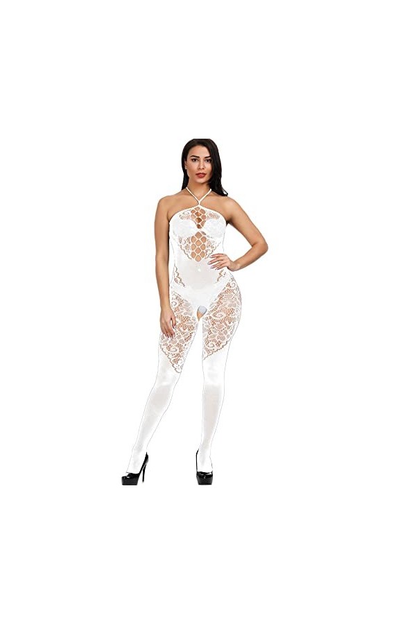ADMAY 2023 New y2.k Style Lingerie Femmes Sexy Halter Lingerie Résille Bodystocking sous-Vêtements De Nuit Chemises Bodys Jar