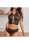 GilRu Chemisier en Dentelle Sexy pour Femme sous-vêtement Costume laçage réglable Ventre exposé Dos Lingerie Ensemble Lingeri