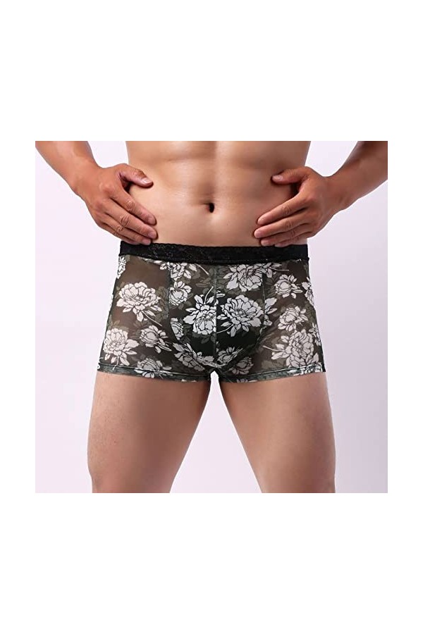 Générique Lingerie Homme Sexy Hot Boxer en Dentelle tricotée Sexy Taille Basse Respirante pour Hommes de Couleur Unie Robe en