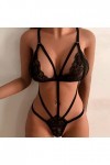 2023 New y2.k Style Lingerie Bandage pour Femmes Dentelle Barboteuse Nuisette élastique Haut Culotte Ensemble Sexy évider Cag