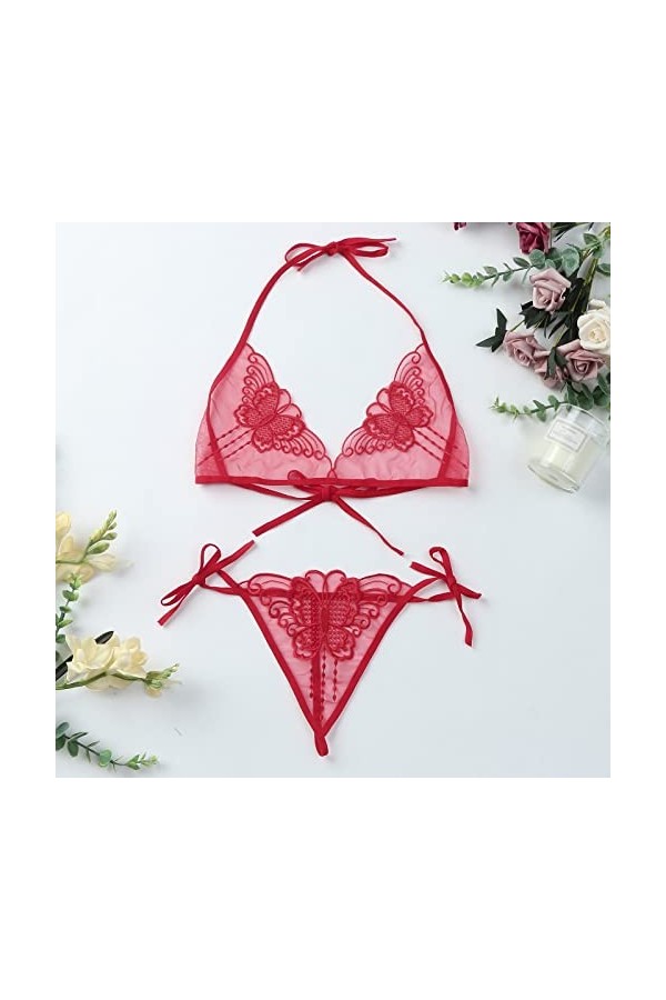 2023 New y*2k Style Lingerie Ensembles de lingerie pour femmes Sexy dentelle réglable dentelle G String pantalon ensemble 2 p