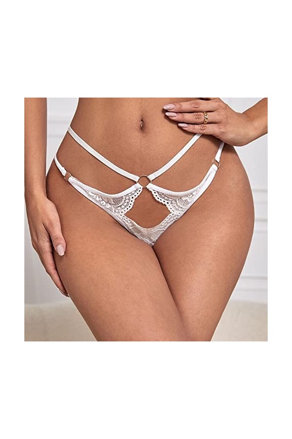 Générique String Femme Sexy Hot G-String Ficelle Dentelle Deux Sangles Dos en T Culotte Sexy Chic Micro String sous-Vêtements