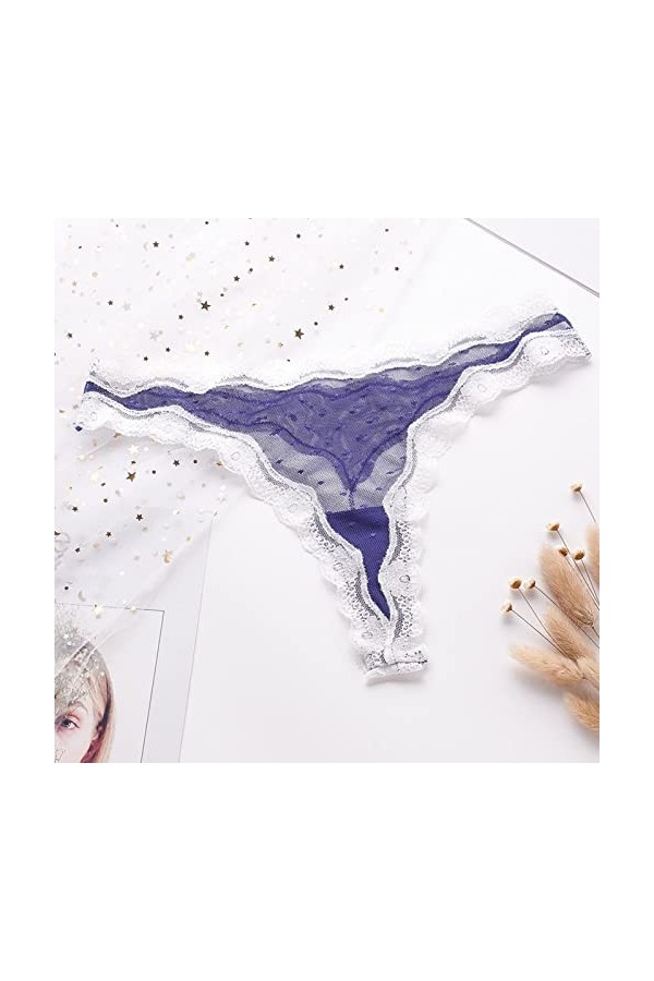 Débardeur Blanc Fille Femmes Sexy Dentelle String Sheer Mesh Lambris Contraste Couleur Wavy Edge Plus La Taille Culotte Brass