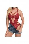 Lingerie Sexy Femme Coquine Hot See Through Nuit Body Grande Taille Élastique Mini Short Sexy Hot Clubwear Teddy Col en V Pro