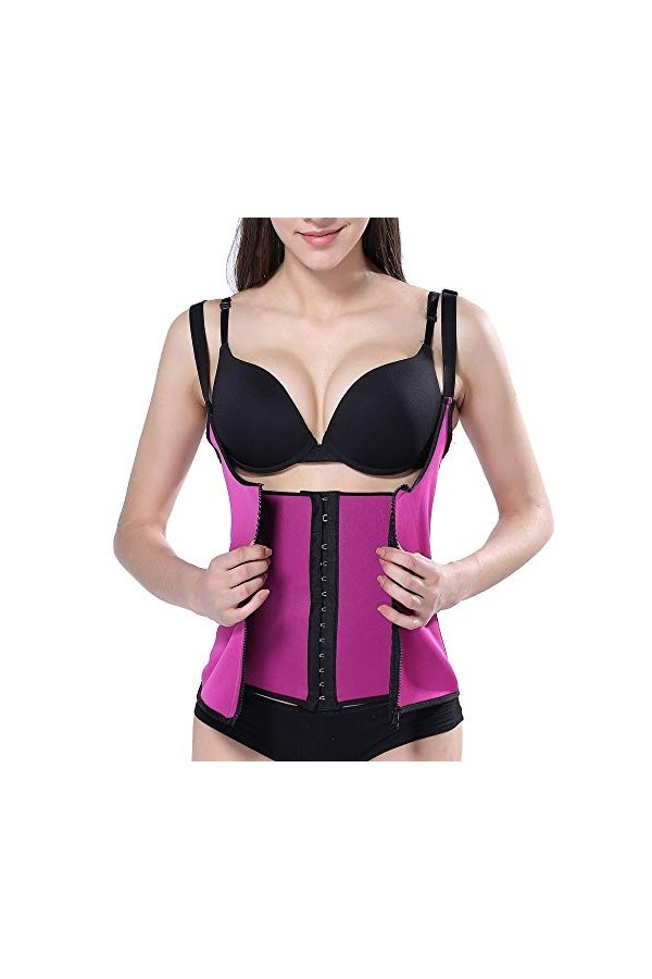 Shaper Vest Minceur Fermeture éclair à la Taille dresseur Sweat Sauna Femmes Corps Lingeries Grandes Tailles Hot Pink, S 