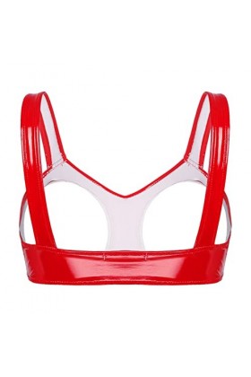 YUUMIN Femme Soutien Gorge Ouvert Sexy Érotique Harnais De Poitrine en Faux Cuir Wetlook sous Vêtement De Nuit Bra Seins Nus 