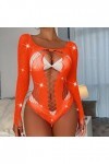 Mini Jupe Courte Sexy Dames Sexy Brillant Lingerie à Manches Longues Maille Transparent Creux Sexy Lingerie Culotte Combinais
