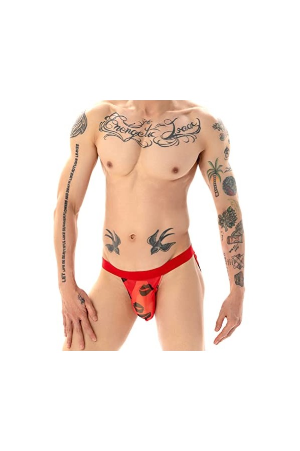 Générique Lingerie Homme Sexy Hot Slip en Maille pour Homme Fendu Respirant après Avoir évidé Les sous-vêtements Sexy à lèvre