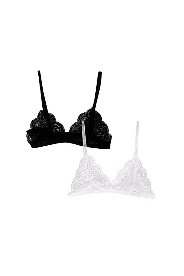 Lingerie sexy sexy en dentelle pour femme - Lingerie sexy push-up - 2 pièces - Sous-vêtements fins et sexy - Dentelle françai
