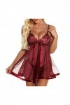 Lingerie+Femme+Nuisette Sexy Hot Harnais Robe Erotisme Col en V Profond Nuit Body Sissy Érotique Clubwear Coquine Mini Robe S