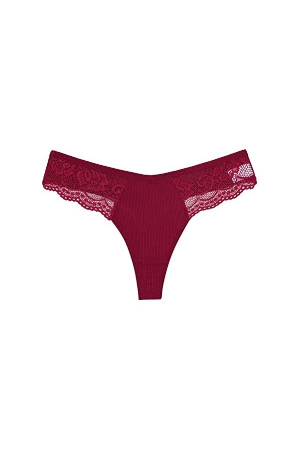 Culotte Femme Tanga String en Coton Slips Shorty Confortable Femmes Coton côtés Dentelle Culotte String Dentelle Couture V Ta