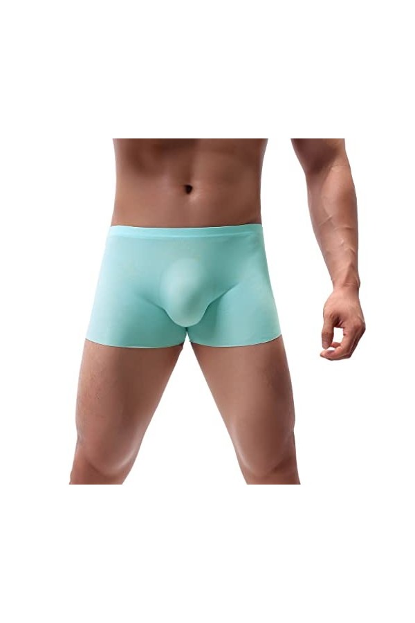 Junhasgood Hommes Transparent Mesh Quadrangle Pantalon Plat Pantalon Sexy Pantalon Culotte Lingerie Sexy Hot Ouverte a-Sky B