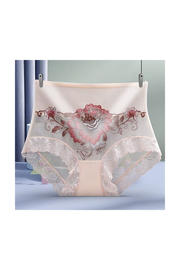 Générique Culotte Femme Sexy Chic Culotte Dentelle Sexy Taille Haute Broderie Rose Butt Lift Culotte sans Couture Invisible T