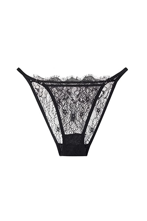 Culotte Femme Tanga String en Coton Slips Shorty Culotte en Dentelle pour Femme réglable à Fines Bretelles Transparent Sexy C