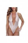 IQYU Ensemble de lingerie sexy sexy et sexy en dentelle et filet de pêche avec anneau en acier pour pyjama et bretelles, Blan