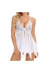 liaddkv Ensemble de lingerie élégante pour femme en dentelle à volants, Blanc., XL