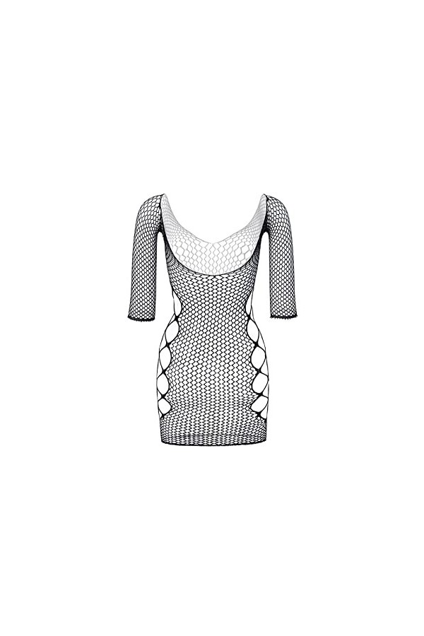 2023 New y2.k Style Lingerie Pyjama Transparent Femme sous-Vêtements Maille Manches Longues Robe Sexy Pyjama sous-Vêtements L