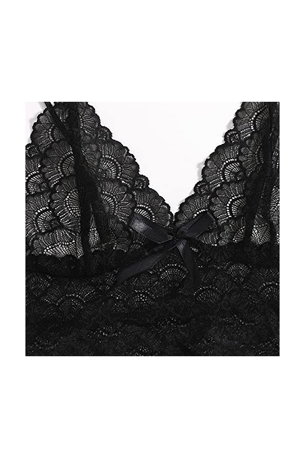 Générique sous-Vêtements Sexy pour Femmes Sleepwear Sets Polyester Dentelle Femme Quotidienne Black-C, XL 