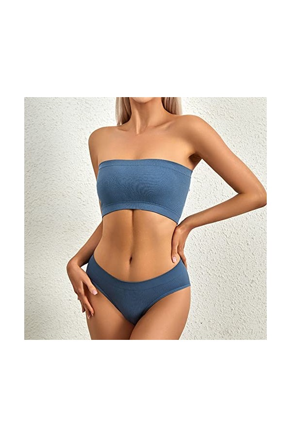 Menstruelle Taille Haute Lot avec Soutien-Gorge rembourré Lingerie Gilet et Pack Hanche Triangle carré Culotte Ensemble carac