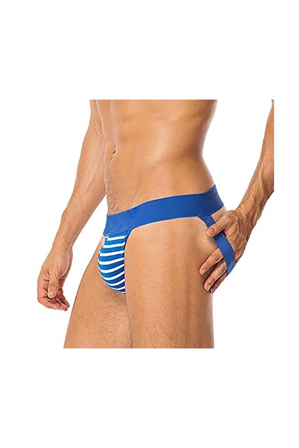Lingerie Homme Sexy Hot Underwears Cotton Bulge PouchIndoor Male Chemises De Nuit en Flanelle pour Hommes Longues Blue, M 