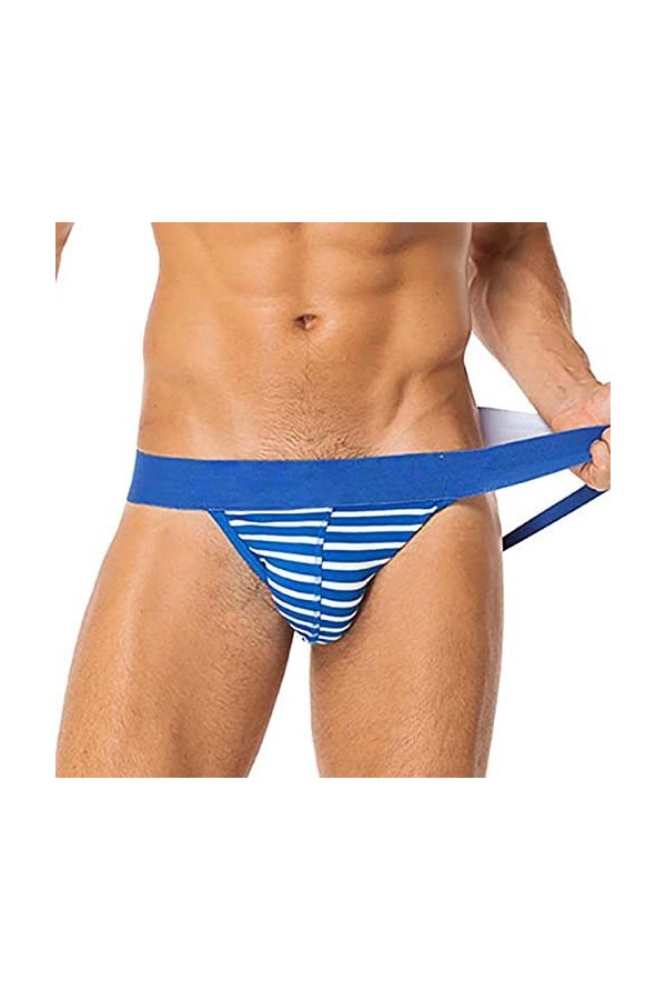 Lingerie Homme Sexy Hot Underwears Cotton Bulge PouchIndoor Male Chemises De Nuit en Flanelle pour Hommes Longues Blue, M 