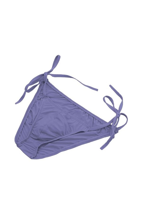 Legou String semi-transparent à lacets taille basse pour homme, violet, taille unique