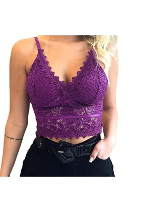 TDEOK Ensemble de sous-vêtements sexy sans fil pour femme, lilas, XL