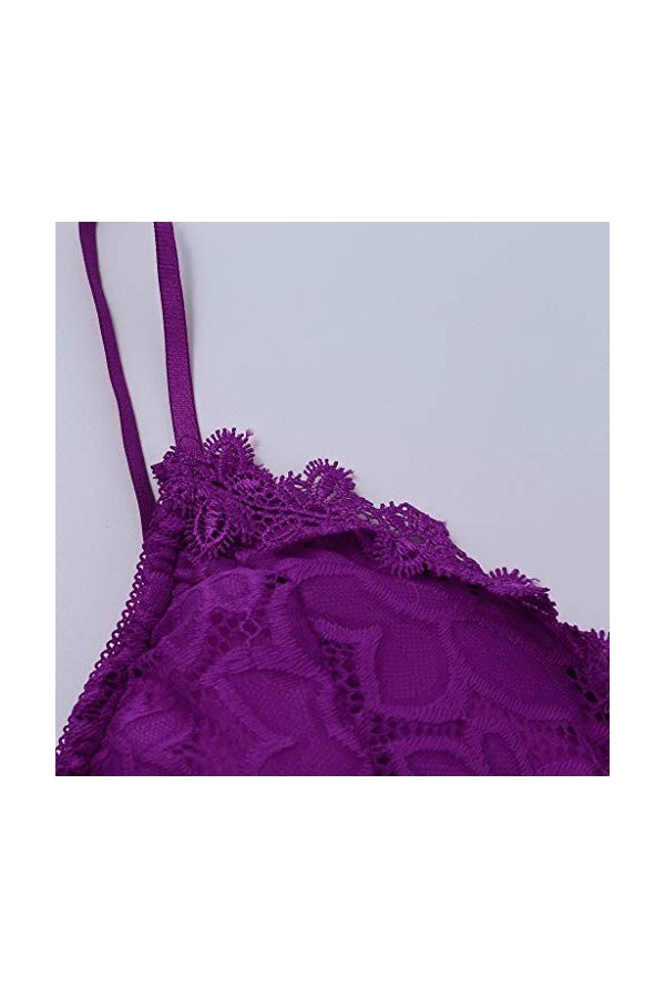 TDEOK Ensemble de sous-vêtements sexy sans fil pour femme, lilas, XL