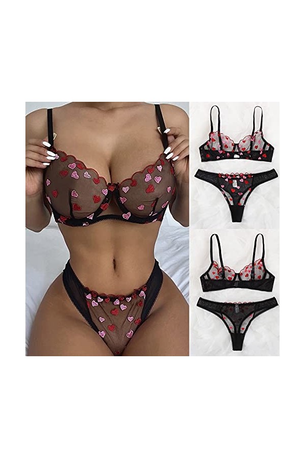 TDEOK Lingerie en maille pour femme - Jouet sexuel pour chambre à coucher, Noir , 4XL