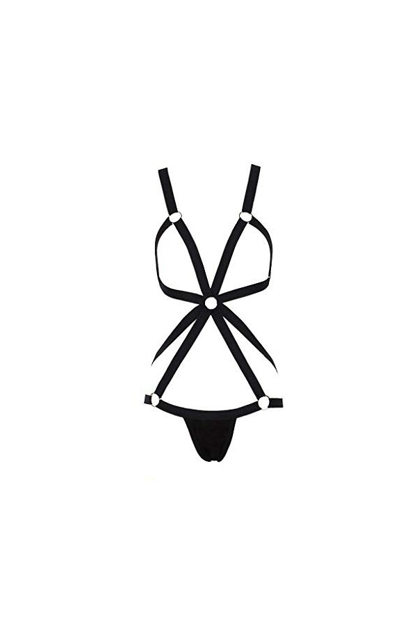 TDEOK Ensemble sexy sexy pour homme - Soutien-gorge élastique creux - Sous-vêtements sexy, Noir , S