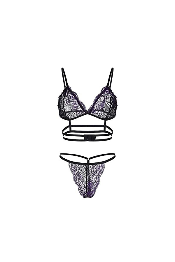 Ensemble Soutien Gorge et String Femme Dentelle Lingerie Sexy Ensemble Sexy Vêtements De Nuit 2 Pièce sous-Vetements Erotique