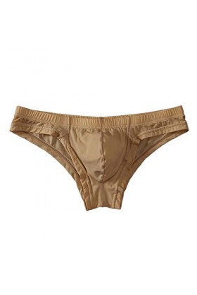 FGUUTYM String Mini Homme en Soie Glacée pour Homme Sans Sac Pantalon Triangle Mince Taille Basse, beige, L