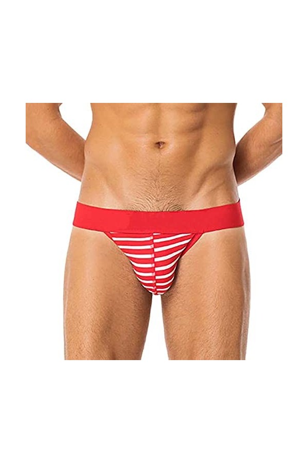 Lingerie Homme Sexy Hot Underwears Cotton Bulge PouchIndoor Male Chemises De Nuit en Flanelle pour Hommes Longues Red, L 