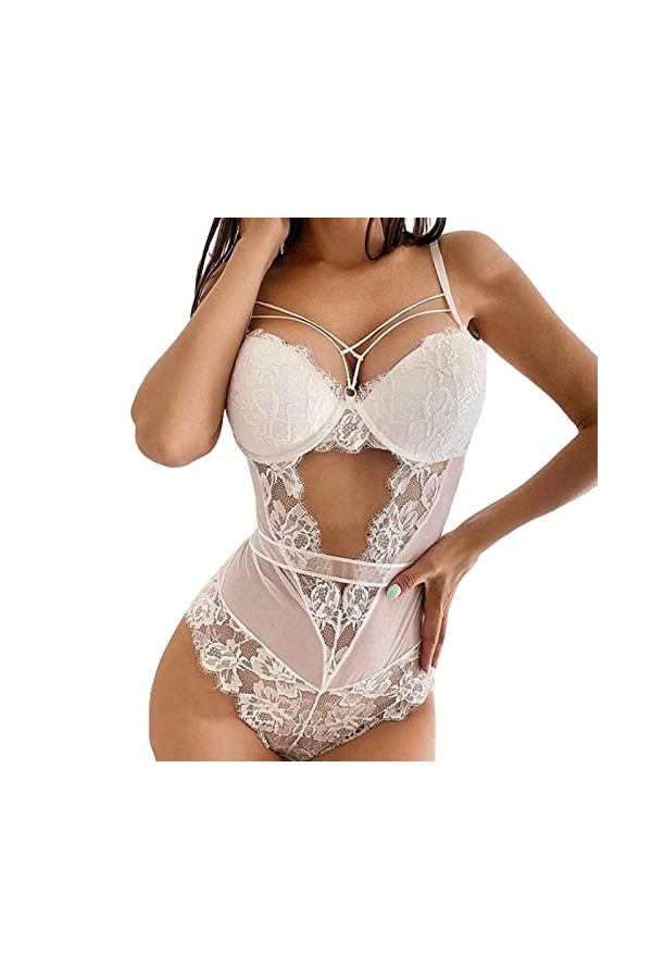 Nuisette Sexy Femme Érotique Sensuelle Lingerie Ouverte Dentelle Nuisette Mini Robe See Through Sleepwear Valentin Harnais Ro