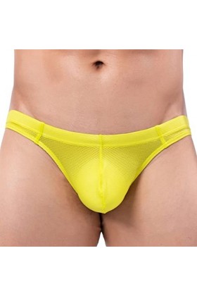 CreoQIJI Caleçon pour homme avec jambes - Mode Low Rise Sexy Trend - Double chose tranchante et intéressante, jaune, M