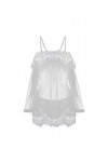 CUTeFiorino Robe transparente pour femme - Décontractée - Sexy - Dentelle transparente - Maille - Une épaule - Lingerie sexy 