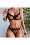 Hanxiulin Soutien-gorge de sport push-up - Nuisette - String érotique - Ensemble de bretelles en dentelle - Soutien-gorge et 