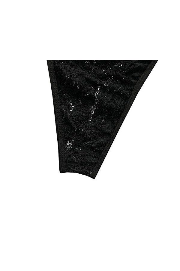 liaddkv Culotte sexy en dentelle pour femme - Dos en velours délicat - Ensemble soutien-gorge - Lingerie dentraînement, Noir