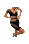 liaddkv Body en dentelle - Lingerie sexy à manches courtes - Costumes - Robe pour femme - Body sexy noir, taille unique 