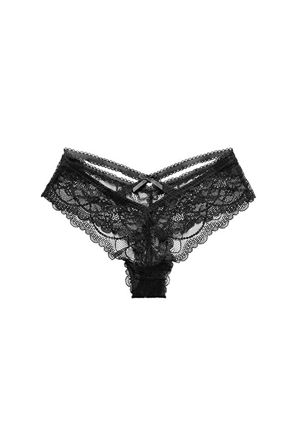 PANPANY Culottes pour Femme sous Vetements Tanga String Taille Basse Dentelle Slips Sexy Confortables Culotte Soutien-Gorge M