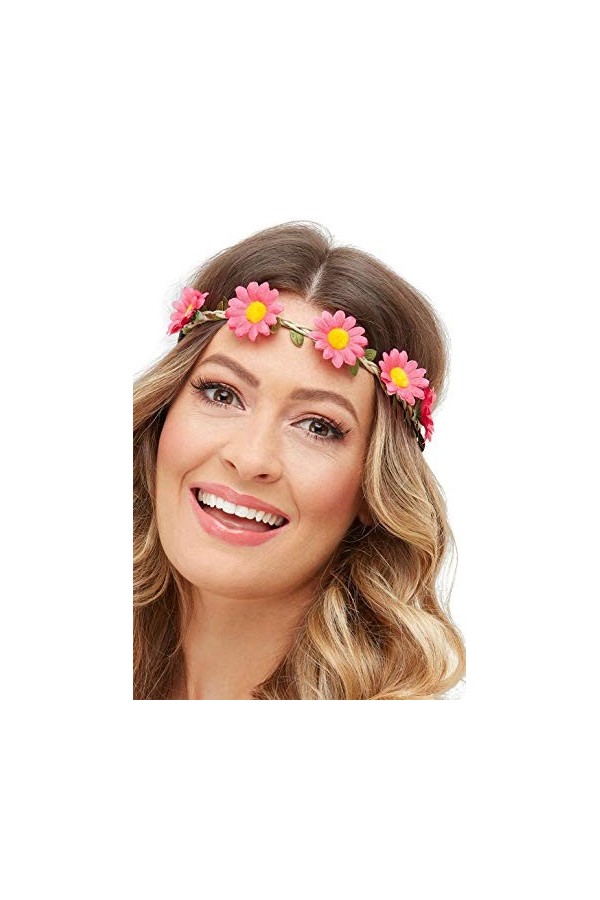 Smiffys Bandeau avec chaîne marguerite hawaïenne/hippie, Femme, 52016, Multicolore, Taille unique