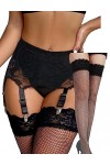 comeondear Porte-Jarretelle Sexy Dentelle avec Bas Autofixants Résille Femme avec 6 Pinces Réglable Guepiere Porte Jarretelle