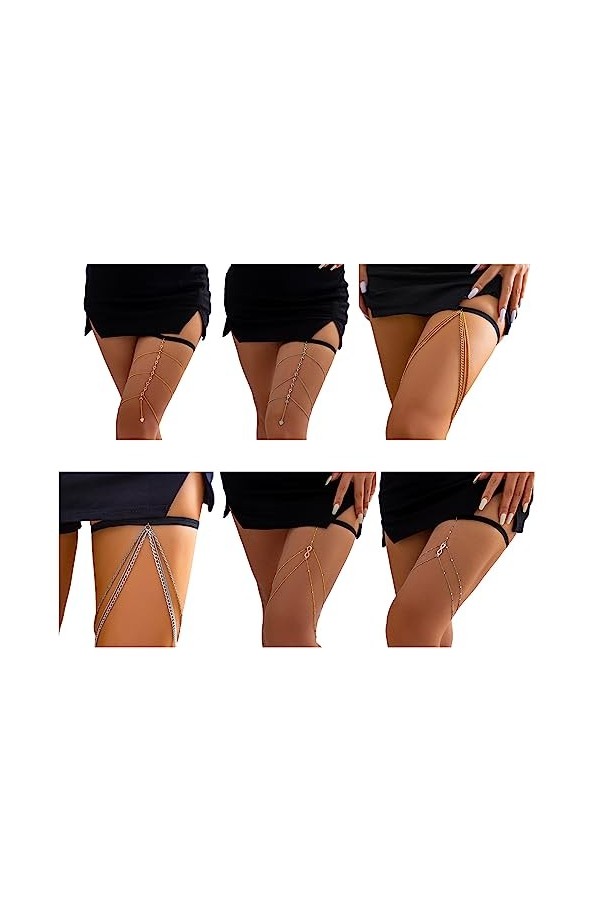 Ranuw Chaîne Cuisse Simple À Plusieurs Couches Chaîne Jambe Élastique Antidérapante Accessoires Jambe Boîte Nuit Bord Mer Dé