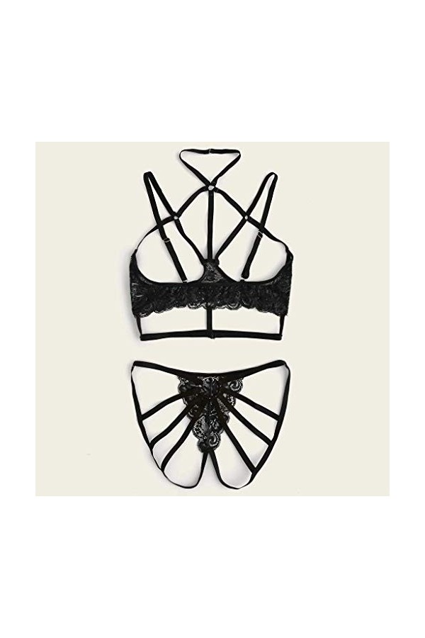 Lingerie Femme Sexy Ensemble Homme Sexy Hot y29k Taille de Dentelle Black Bra + Thong Lingerie Sleepwear Set Plus Femmes sous