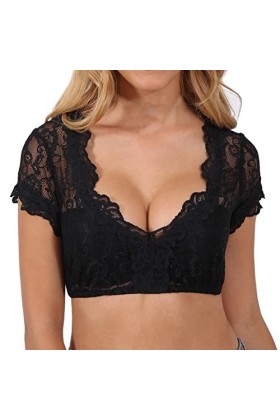Junhasgood Robe De Chambre Sexy Blouse Noir Élégant Dirndl Blouse Blouse Dentelle Dirndl pour Oktoberfest Blouse Combinaison 
