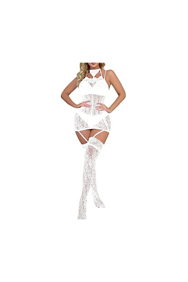 Lingerie Sexy pour Femme Femmes résille Haut Ensemble de Lingerie Deux pièces Maille Transparente évider sous-vêtements Sexy 