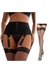 ohyeahlady Porte-Jarretelles Sexy et Bas Grande Taille Bas et Porte Jarretelle Ensemble Guêpière Porte Jarretelle avec 6 Atta