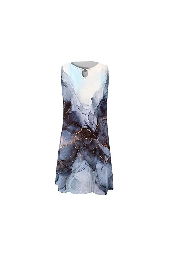 Robe dété ample sans manches à col en V pour femmes, robe dété décontractée, mini robe dété mignonne, style 2024, bleu mar