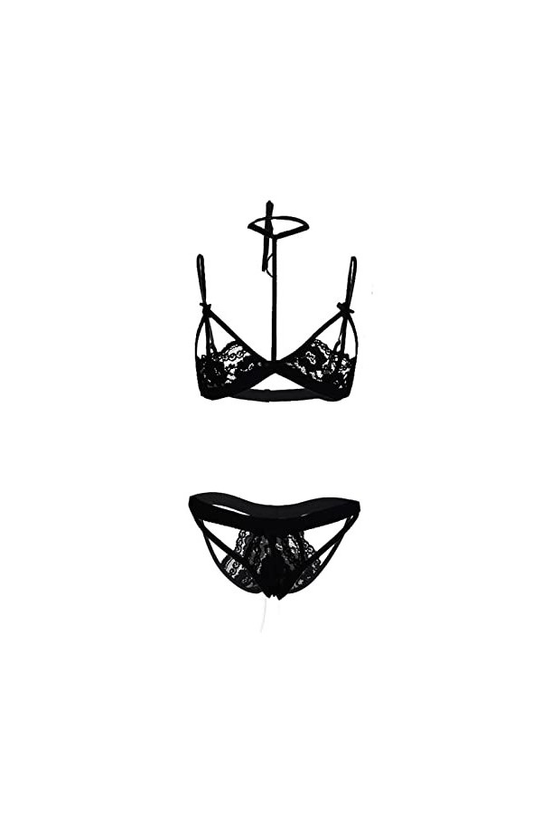 Vêtements De Nuit Femme 2 Pièce Ensemble Soutien Gorge et String Erotique Lingerie Sexy Ensemble Dentelle sous-Vetements Sexy