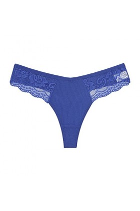 Culotte Femme Tanga String en Coton Slips Shorty Confortable Femmes Coton côtés Dentelle Culotte String Dentelle Couture V Ta